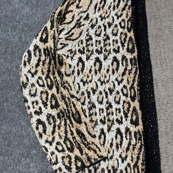 Chicos Leopard Print Long Cardigan Sweater Size‎ 3 Black Gold Cream - Picture 5 of 8